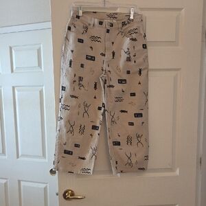 Chico's Beige Graphic Print Chinos